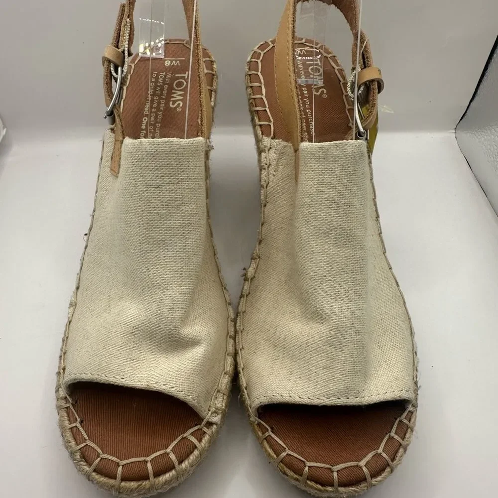 Tom’s Women's Monica Natural Hemp Cream Wedges Size 8 NWT